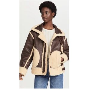 Moon river Faux Leather Sherpa coat